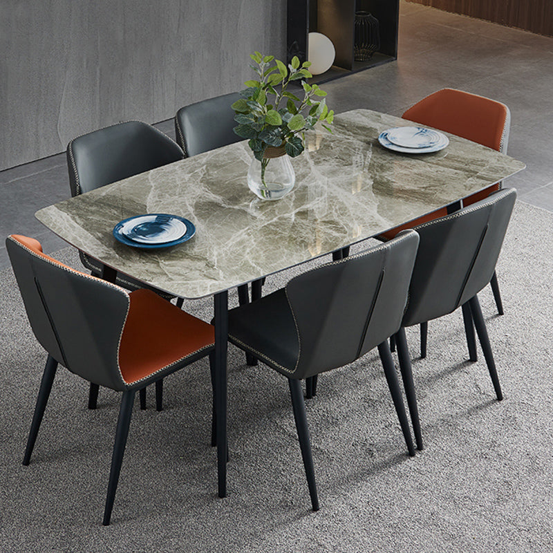 Glossy Gray Dining Table Set 1/4/5/7 Pieces Contemporary Dinette Set for Kitchen