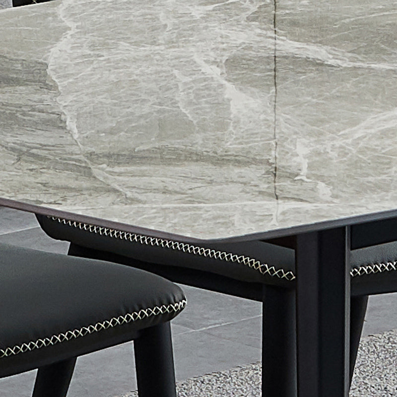 Glossy Gray Dining Table Set 1/4/5/7 Pieces Contemporary Dinette Set for Kitchen