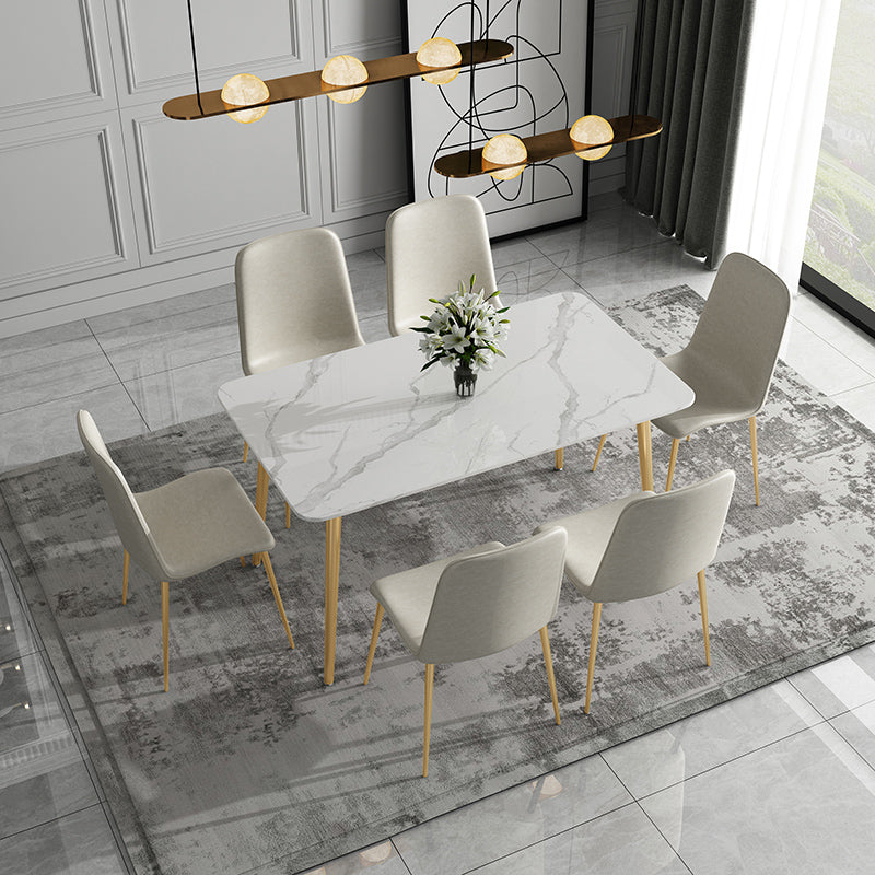 Glossy White Glam Dinette Table Set 1/2/5/7 Pieces Dining Set with Leather Chairs