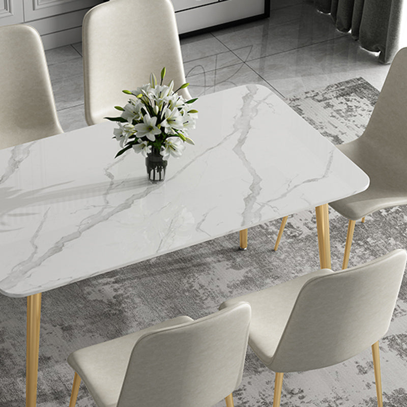 Glossy White Glam Dinette Table Set 1/2/5/7 Pieces Dining Set with Leather Chairs