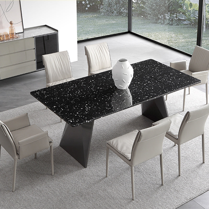 Black Stone Dining Table Set 1/2/4/5/7 Pieces Metal Modern Dinette Set