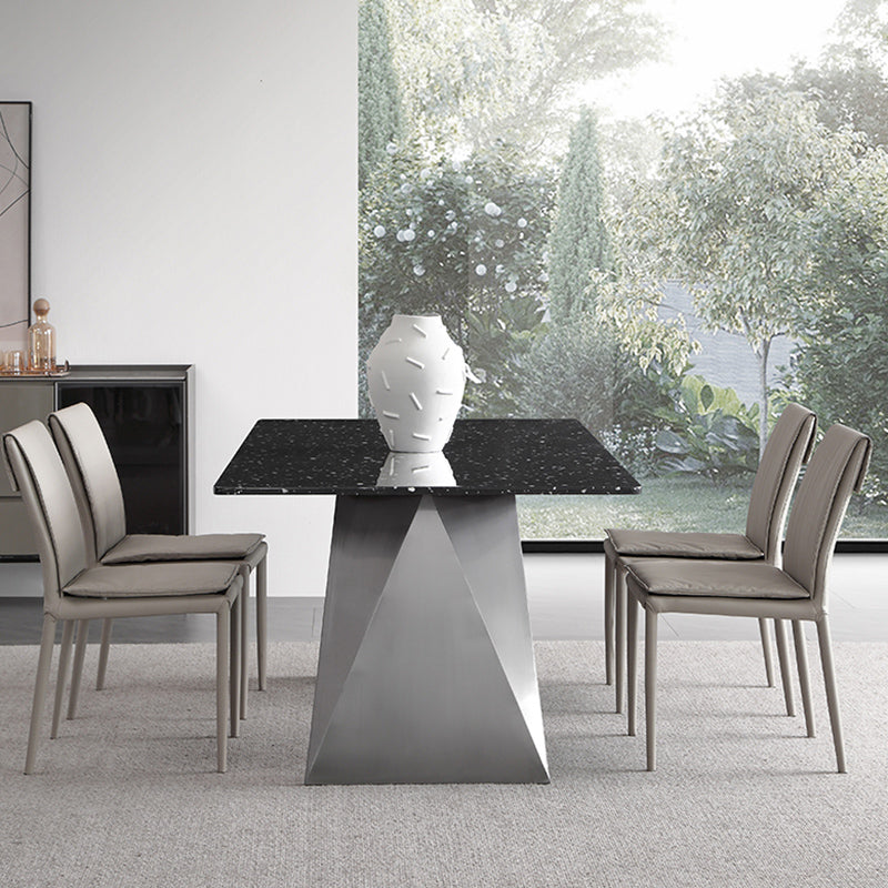 Black Stone Dining Table Set 1/2/4/5/7 Pieces Metal Modern Dinette Set