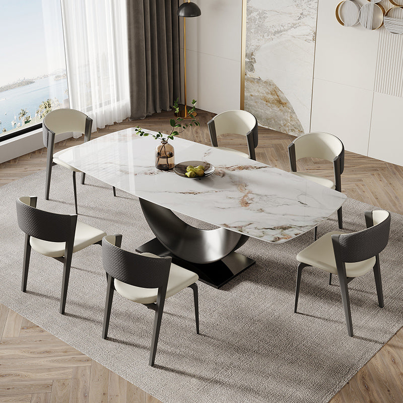 Glam Dining Table Set with Chrome Metal Base 1/4/5/7 Pieces White Dinette Set for Home