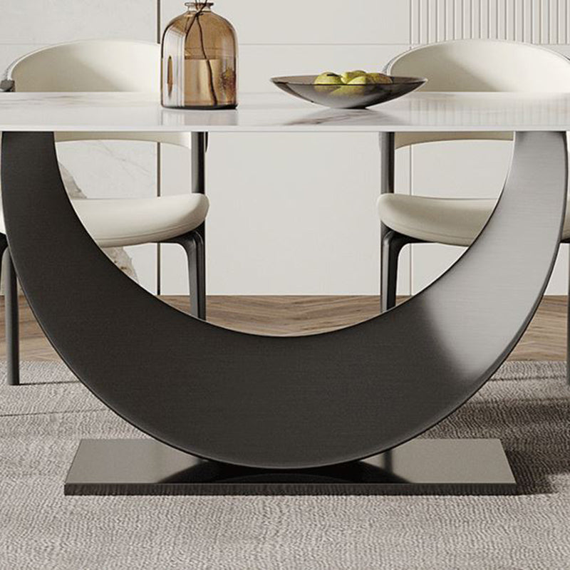 Glam Dining Table Set with Chrome Metal Base 1/4/5/7 Pieces White Dinette Set for Home