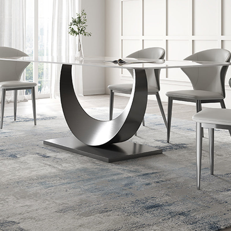 Contemporary Style 1/3/4/5/6/7/8 Pieces Dining Set Stone Rectangle Furniture in White