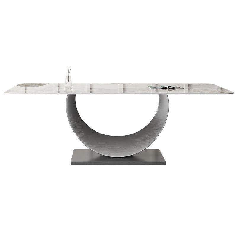 Contemporary Style 1/3/4/5/6/7/8 Pieces Dining Set Stone Rectangle Furniture in White