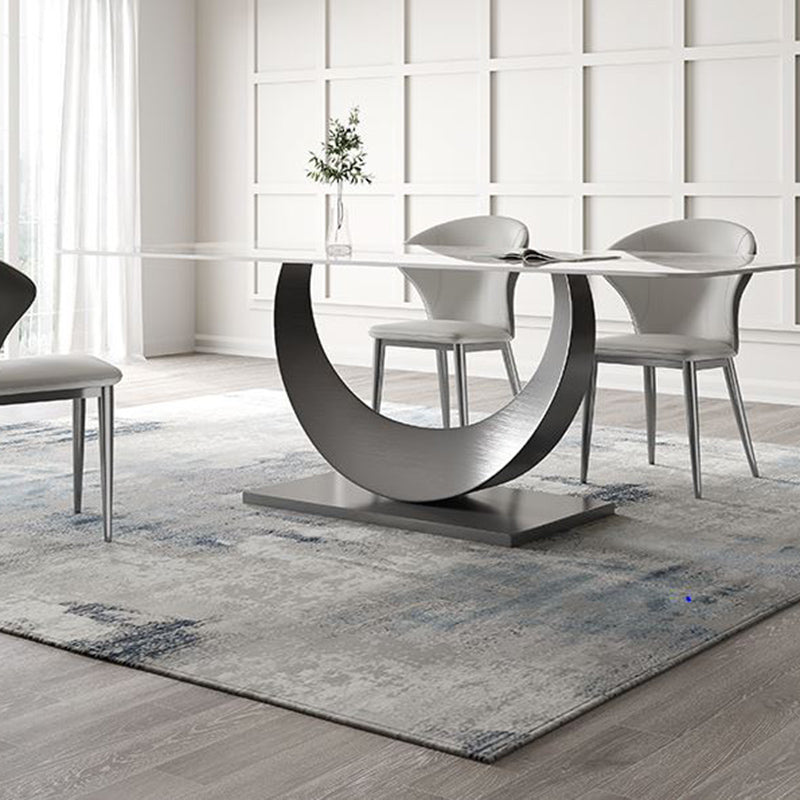 Contemporary Style 1/3/4/5/6/7/8 Pieces Dining Set Stone Rectangle Furniture in White