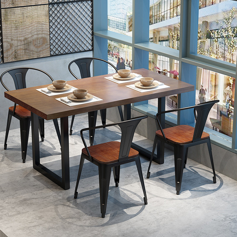 Brown Solid Wood Furniture with Chairs 1/2/3/5 Pcs Industrial Dinette Set