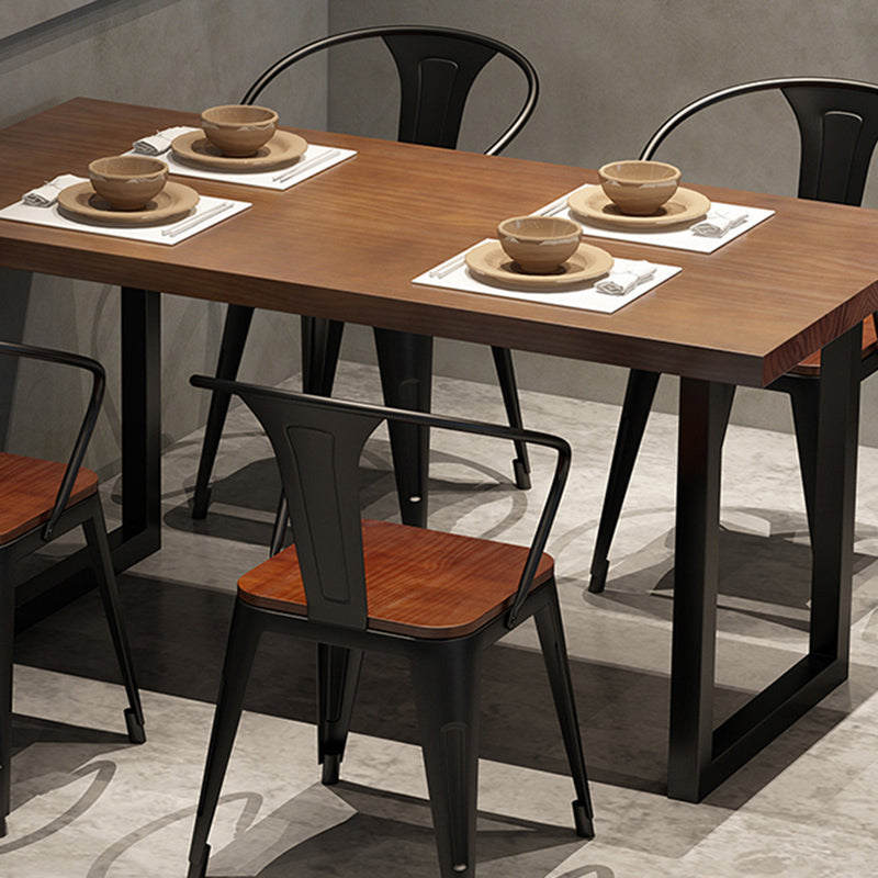 Brown Solid Wood Furniture with Chairs 1/2/3/5 Pcs Industrial Dinette Set