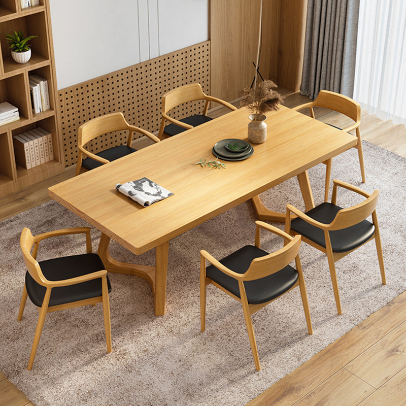 Modern Solid Wood Furniture 1/2/5/7 Pcs Standard Height Dining Room Table Set in Natural