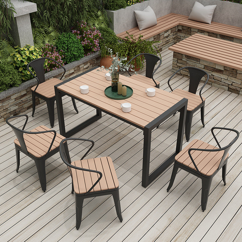 Modern Style 1/3/5/7 Pieces Metal Dining Set Reclaimed Wood Table Set for Outdoor