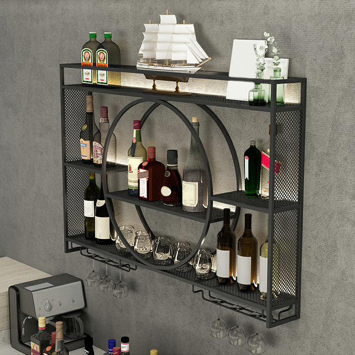 Modern Wall Mounted Wine Rack Metal Wine Bottle & Glass Rack without Light