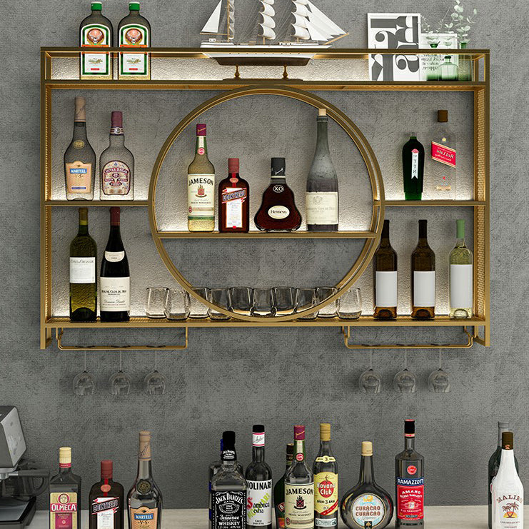 Modern Wall Mounted Wine Rack Metal Wine Bottle & Glass Rack without Light