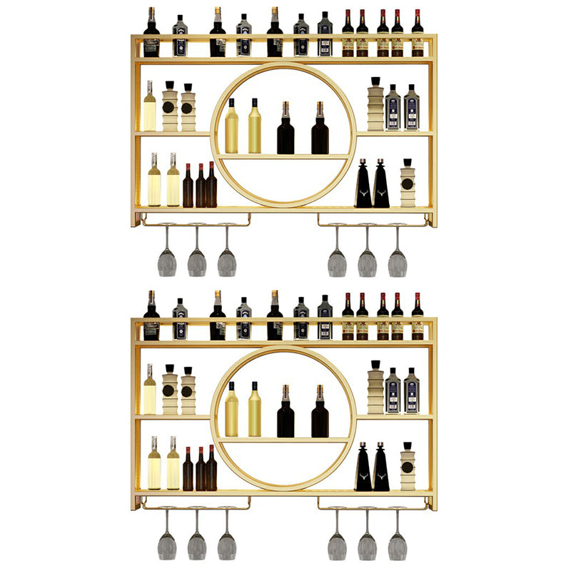 Wall Mounted Wine Rack Metal Wine Bottle & Glass Rack without Light