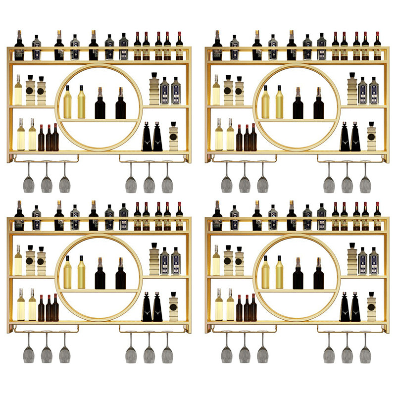 Wall Mounted Wine Rack Metal Wine Bottle & Glass Rack without Light