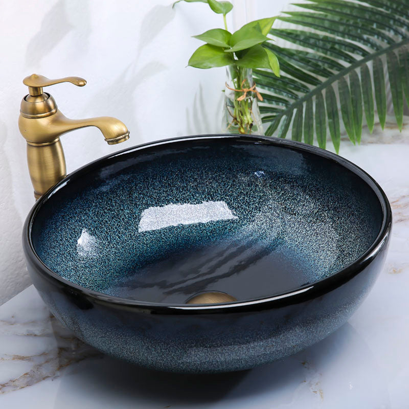 Traditional Vessel Bathroom Sink Specialty Vitreous China with Faucet Vessel Sink