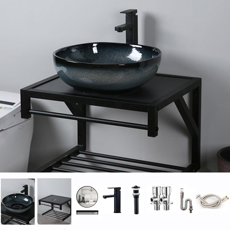 Traditional Vessel Bathroom Sink Specialty Vitreous China with Faucet Vessel Sink