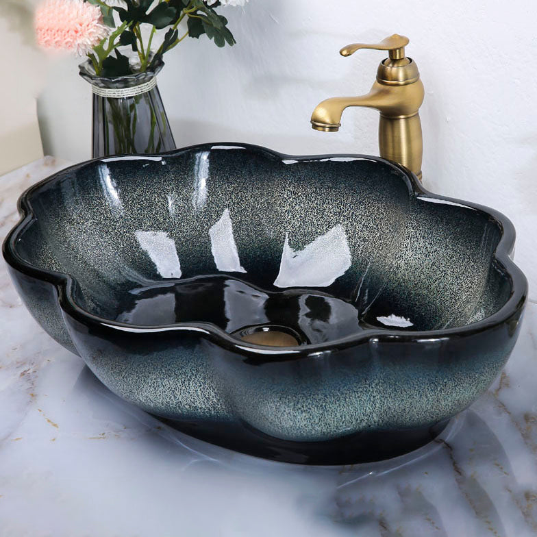 Traditional Vessel Bathroom Sink Specialty Vitreous China with Faucet Vessel Sink