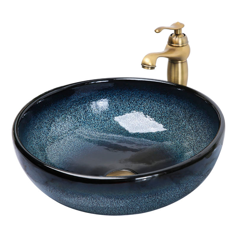 Traditional Vessel Bathroom Sink Specialty Vitreous China with Faucet Vessel Sink