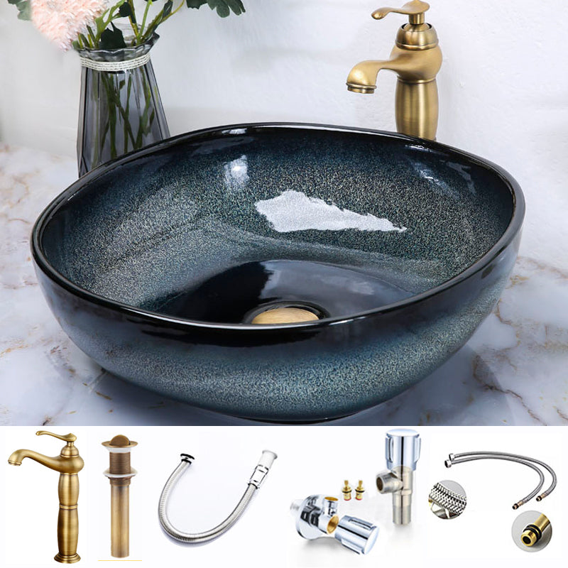 Traditional Vessel Bathroom Sink Specialty Vitreous China with Faucet Vessel Sink