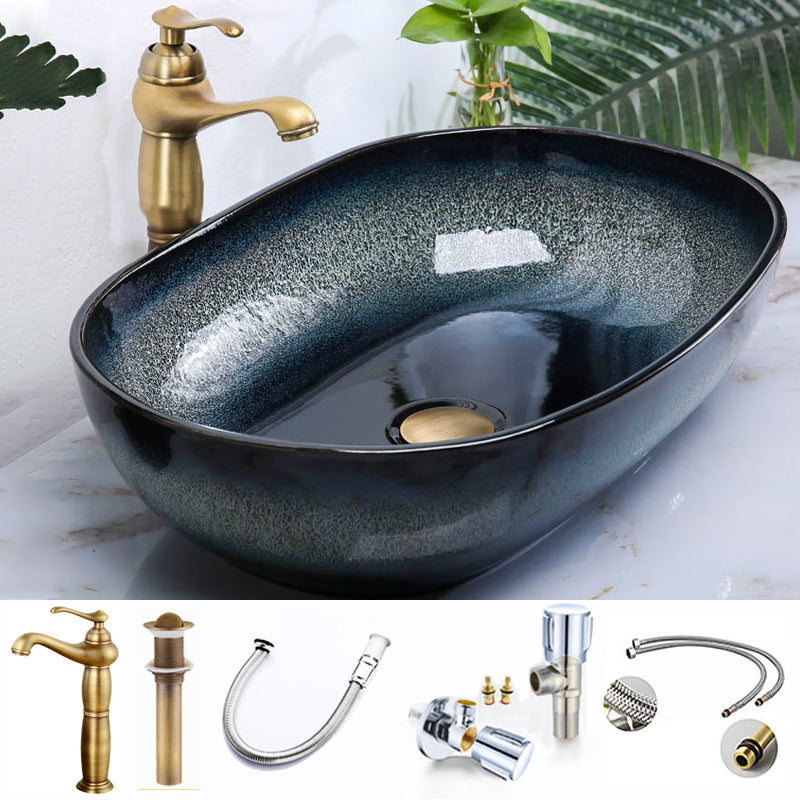 Traditional Vessel Bathroom Sink Specialty Vitreous China with Faucet Vessel Sink