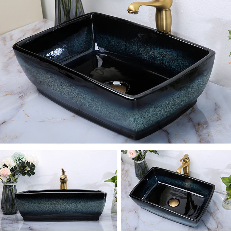 Traditional Vessel Bathroom Sink Specialty Vitreous China with Faucet Vessel Sink