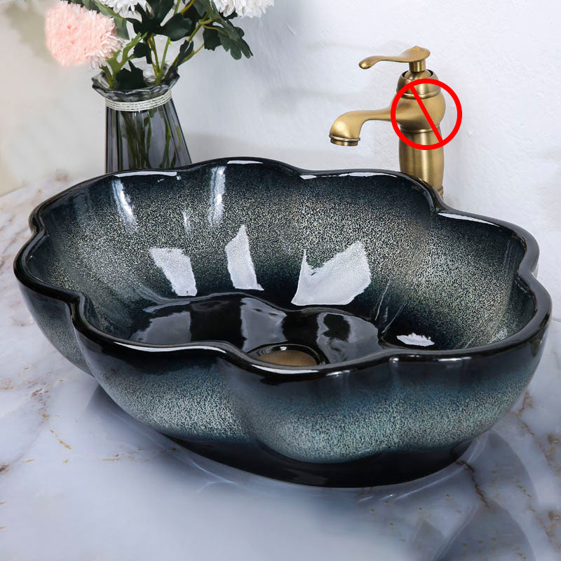 Traditional Vessel Bathroom Sink Specialty Vitreous China with Faucet Vessel Sink
