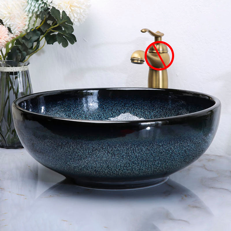 Traditional Vessel Bathroom Sink Specialty Vitreous China with Faucet Vessel Sink
