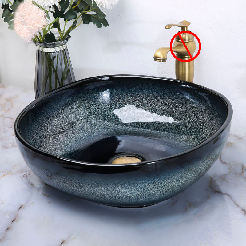 Traditional Vessel Bathroom Sink Specialty Vitreous China with Faucet Vessel Sink