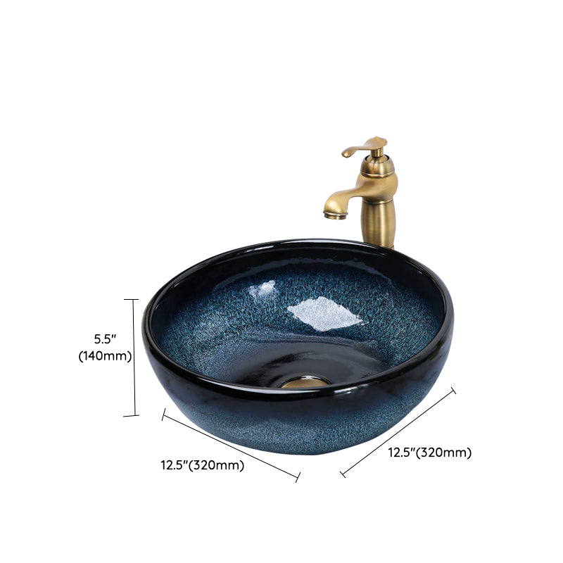 Traditional Vessel Bathroom Sink Specialty Vitreous China with Faucet Vessel Sink