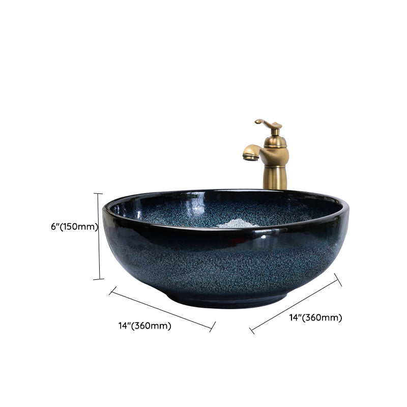 Traditional Vessel Bathroom Sink Specialty Vitreous China with Faucet Vessel Sink
