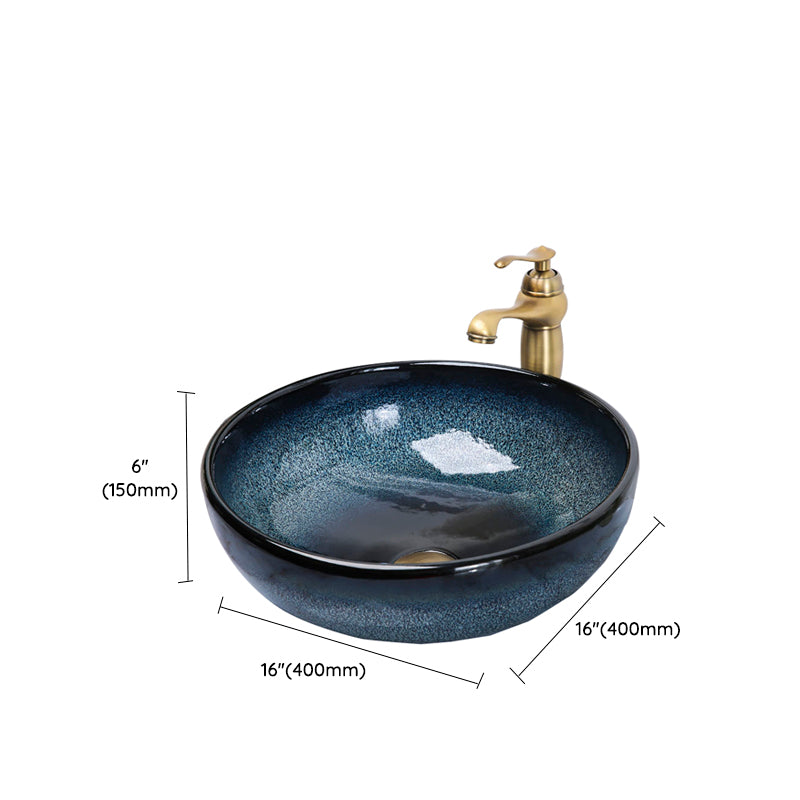 Traditional Vessel Bathroom Sink Specialty Vitreous China with Faucet Vessel Sink