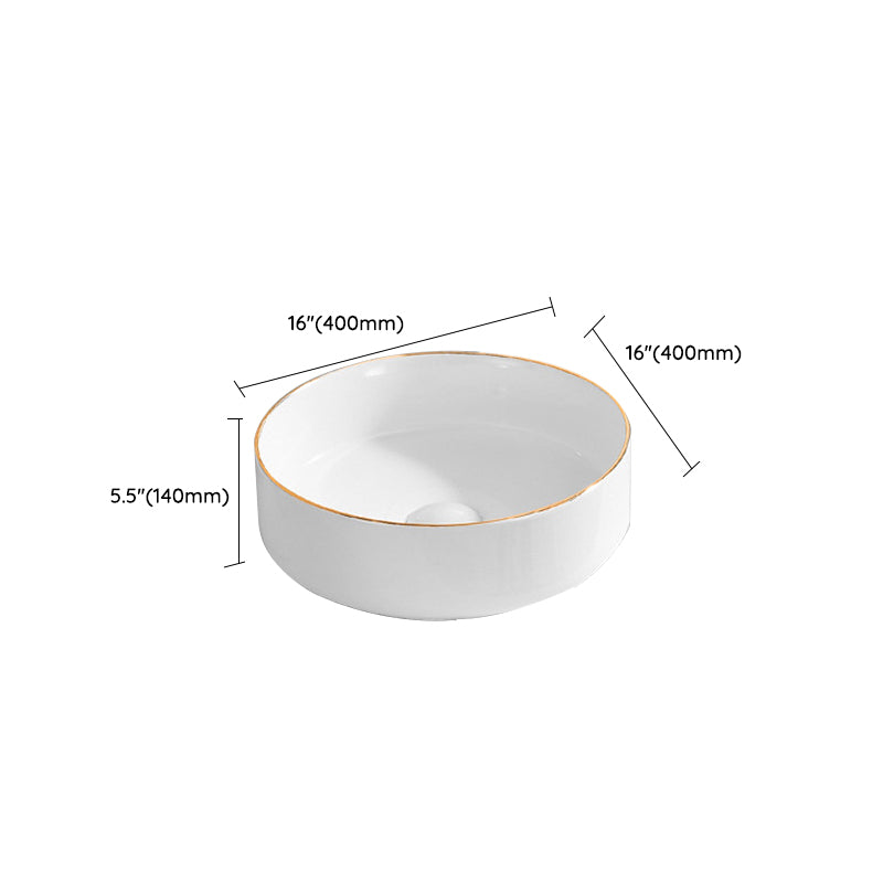 Modern Vessel Lavatory Sink Porcelain Oval Shut-Off Valve Included Vessel