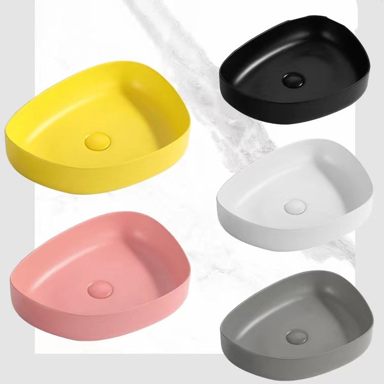 Contemporary Bathroom Sink Porcelain Specialty Vessel Bathroom Sink with Pop-Up Drain