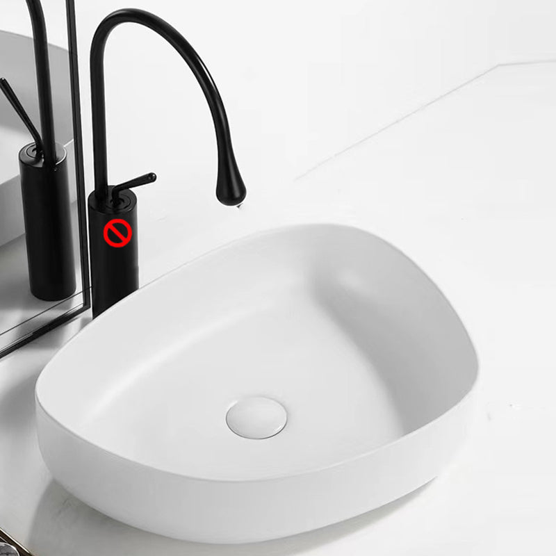 Contemporary Bathroom Sink Porcelain Specialty Vessel Bathroom Sink with Pop-Up Drain