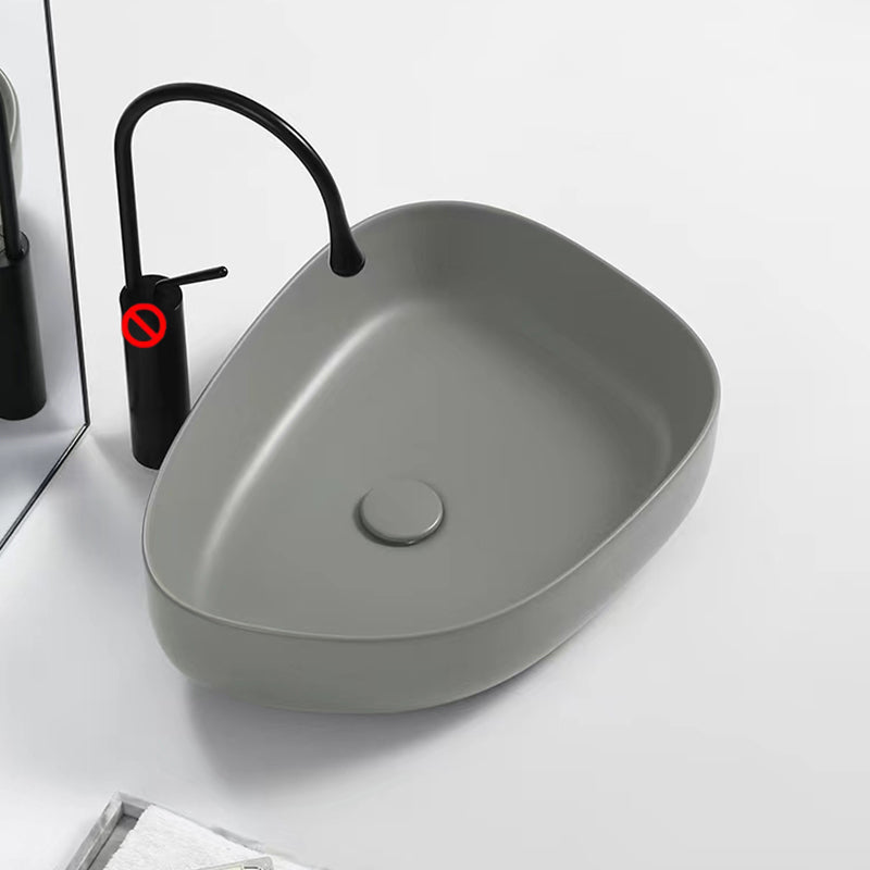 Contemporary Bathroom Sink Porcelain Specialty Vessel Bathroom Sink with Pop-Up Drain