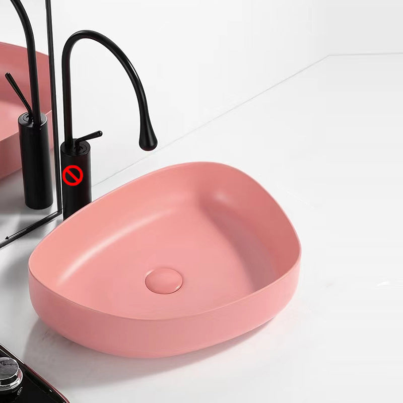 Contemporary Bathroom Sink Porcelain Specialty Vessel Bathroom Sink with Pop-Up Drain