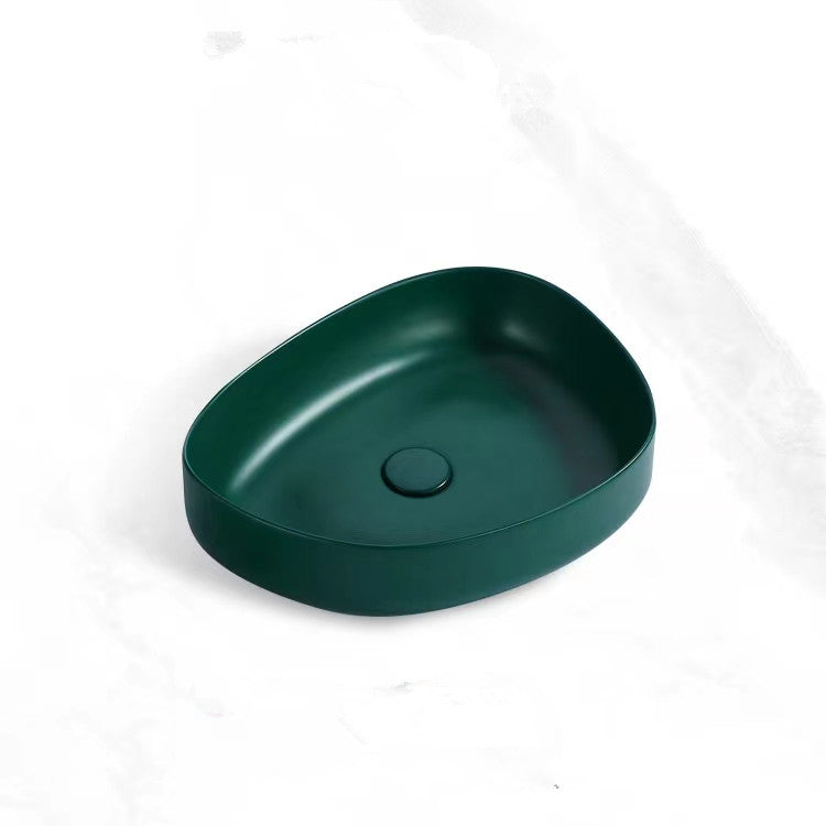 Contemporary Bathroom Sink Porcelain Specialty Vessel Bathroom Sink with Pop-Up Drain