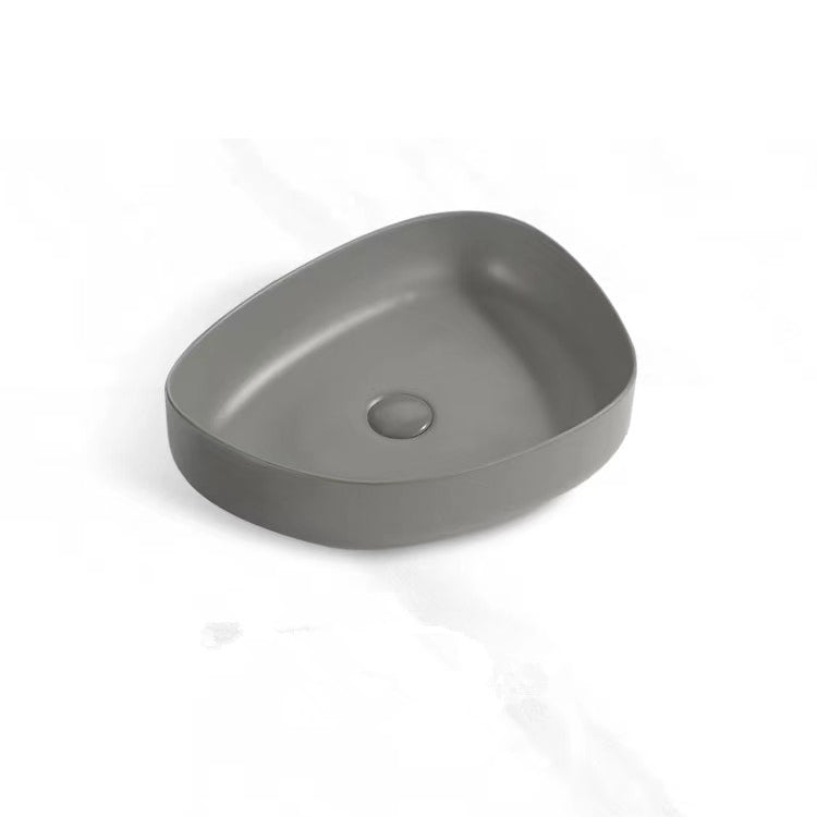 Contemporary Bathroom Sink Porcelain Specialty Vessel Bathroom Sink with Pop-Up Drain