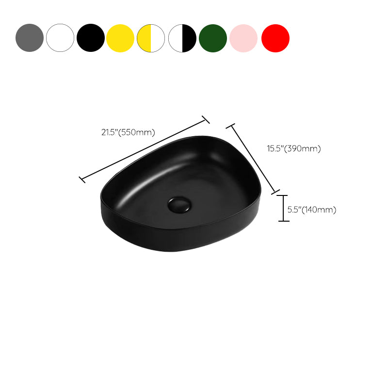 Contemporary Bathroom Sink Porcelain Specialty Vessel Bathroom Sink with Pop-Up Drain