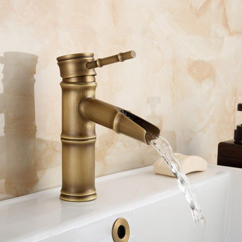 Farmhouse Brass Bathroom Faucet Lever Handle Faucet Single Hole Vessel Sink Faucet