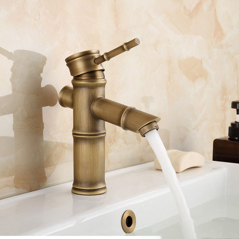 Farmhouse Brass Bathroom Faucet Lever Handle Faucet Single Hole Vessel Sink Faucet