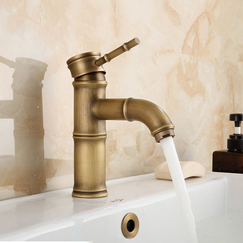 Farmhouse Brass Bathroom Faucet Lever Handle Faucet Single Hole Vessel Sink Faucet