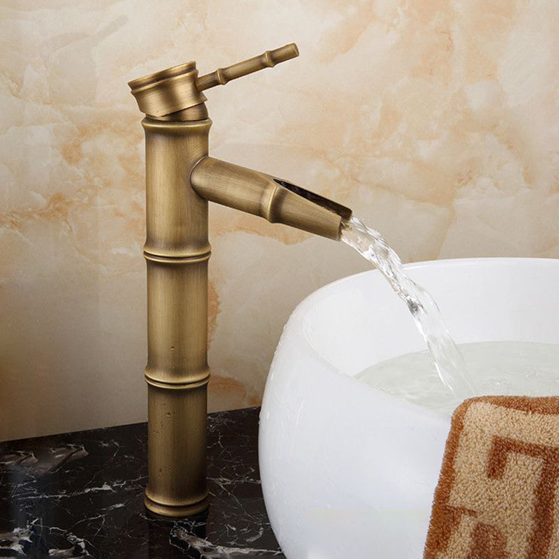 Farmhouse Brass Bathroom Faucet Lever Handle Faucet Single Hole Vessel Sink Faucet