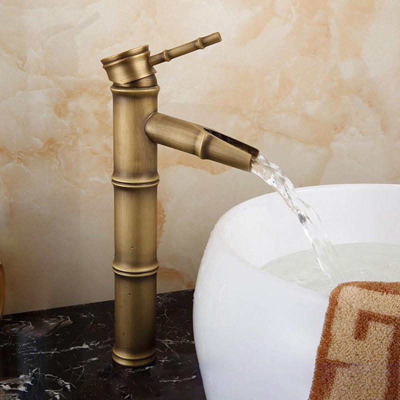 Farmhouse Brass Bathroom Faucet Lever Handle Faucet Single Hole Vessel Sink Faucet