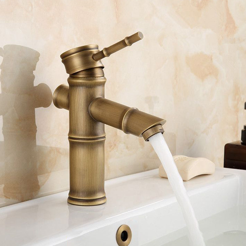 Farmhouse Brass Bathroom Faucet Lever Handle Faucet Single Hole Vessel Sink Faucet