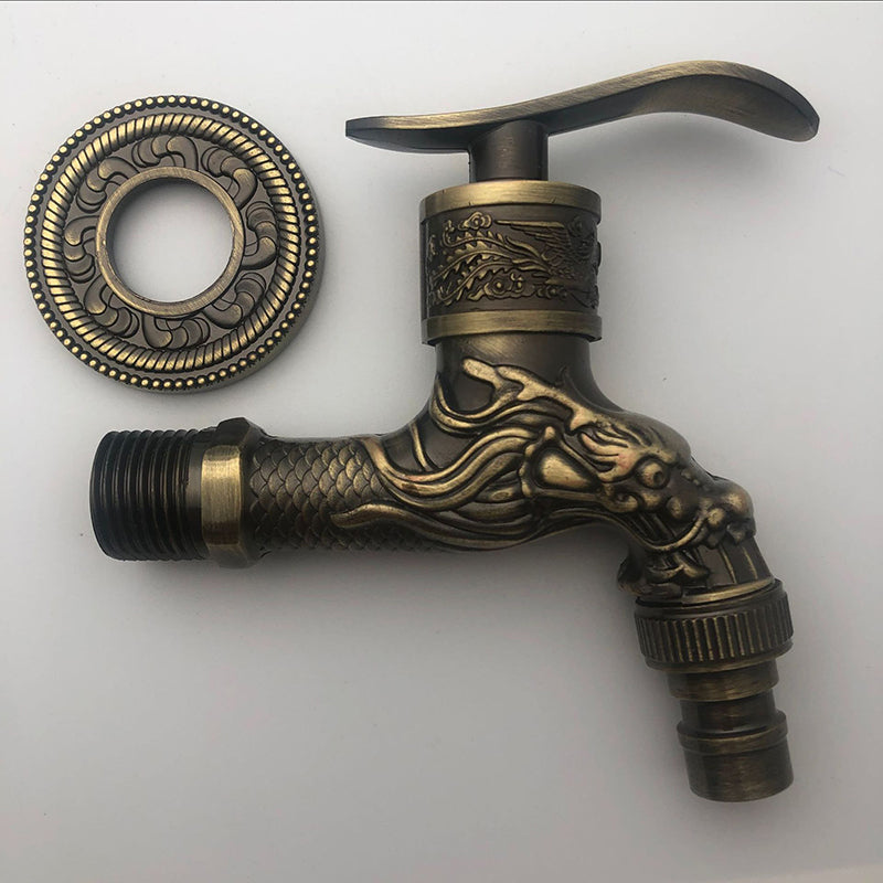 Vintage Classic Sink Faucet Zinc Single Handle Dragon Embossing Wall Mounted Faucet
