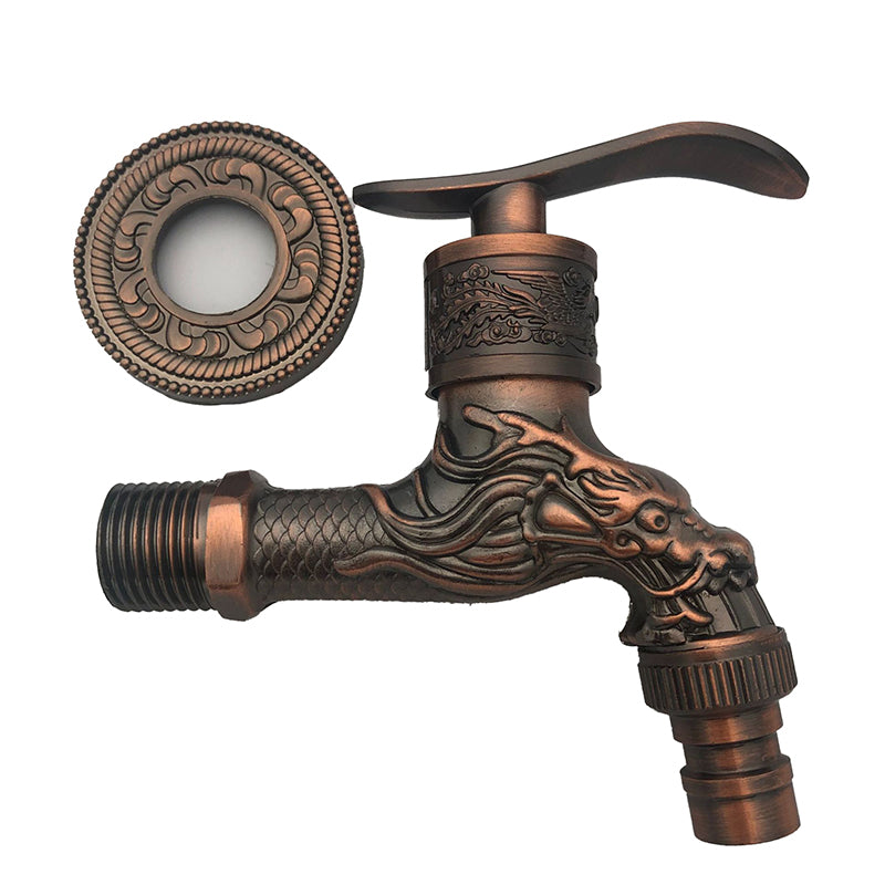 Vintage Classic Sink Faucet Zinc Single Handle Dragon Embossing Wall Mounted Faucet