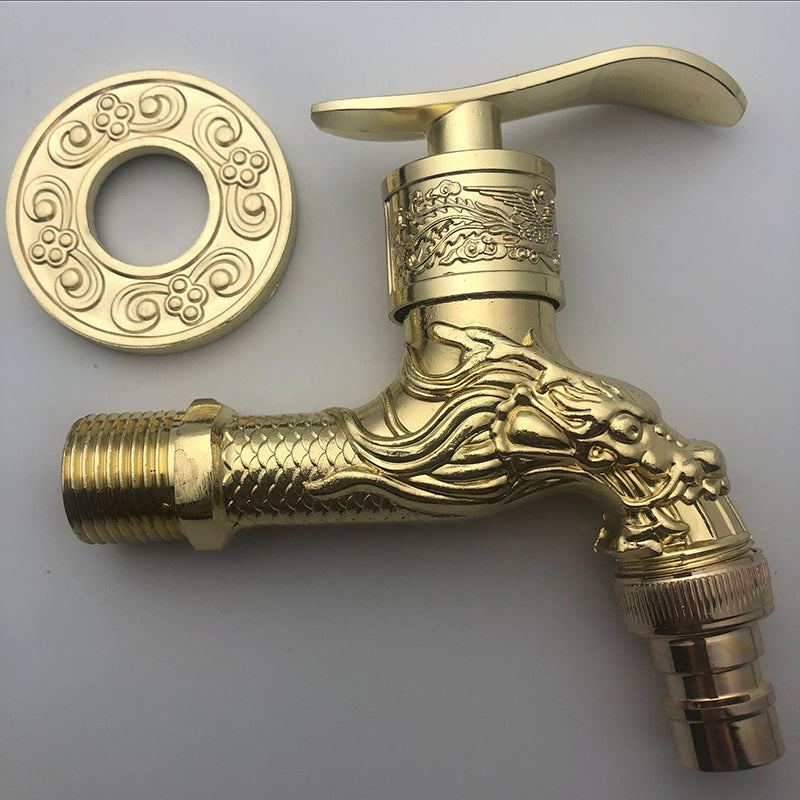 Vintage Classic Sink Faucet Zinc Single Handle Dragon Embossing Wall Mounted Faucet