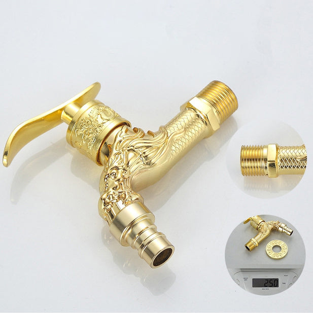 Vintage Classic Sink Faucet Zinc Single Handle Dragon Embossing Wall Mounted Faucet